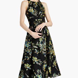 Badgley Mischka Black Sequin Floral Evening Gown Size 10